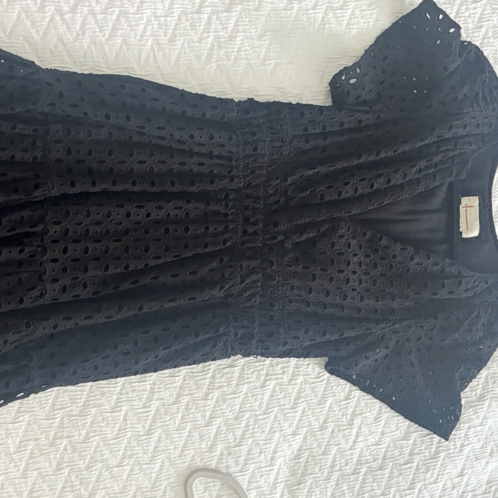 Anthropologie Black Flutter Sleeve Sundress